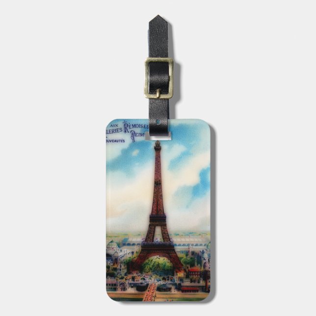 Vintage Eiffel Tower Luggage Tag (Front Vertical)