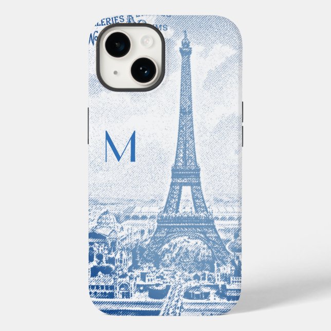 Vintage Eiffel Tower -monogrammed  Case-Mate iPhone Case (Back)