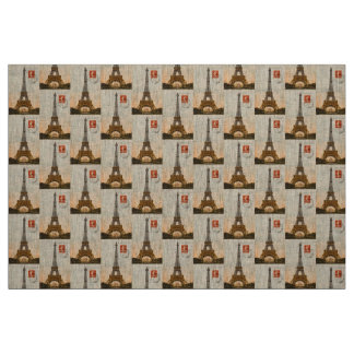 Vintage Eiffel Tower Natural Linen Fabric