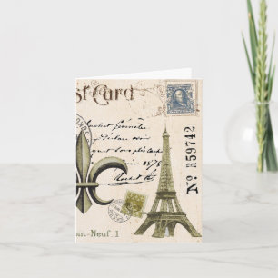 Vintage Eiffel Tower notecard