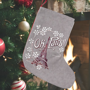 Vintage Eiffel Tower Oh Paris France Daisy Small Christmas Stocking