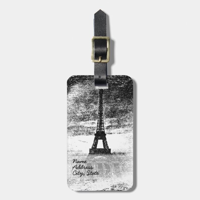 Vintage Eiffel Tower Paris 3 Luggage Tag (Front Vertical)