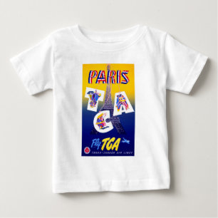 Vintage Eiffel Tower Paris Air Travel Advertising Baby T-Shirt