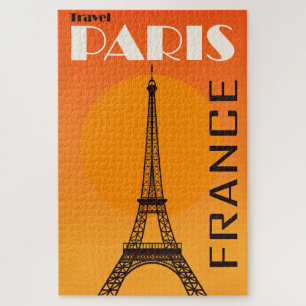 Vintage Eiffel Tower Paris Europe Travel Jigsaw Puzzle
