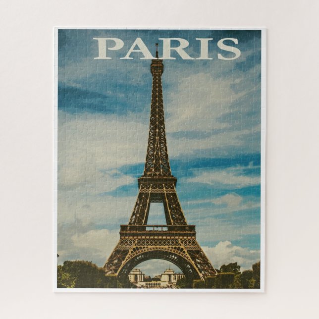 Vintage Eiffel Tower Paris Europe Travel Jigsaw Puzzle (Vertical)