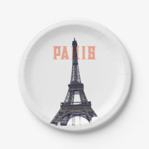 Vintage Eiffel Tower Paris Europe Travel Photo Paper Plate
