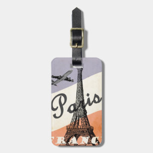 Vintage Eiffel Tower Paris European Air Travel Luggage Tag