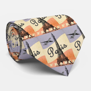 Vintage Eiffel Tower Paris European Air Travel Tie