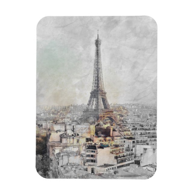 Vintage Eiffel Tower Paris Magnet – France Travel  (Vertical)