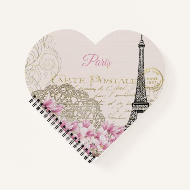 Vintage Eiffel Tower Paris Postcard Notebook (Front)
