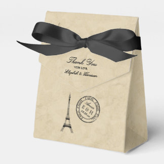 Vintage Eiffel Tower Paris Postmark Wedding Favor Box
