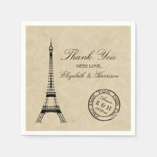 Vintage Eiffel Tower Paris Postmark Wedding Napkin