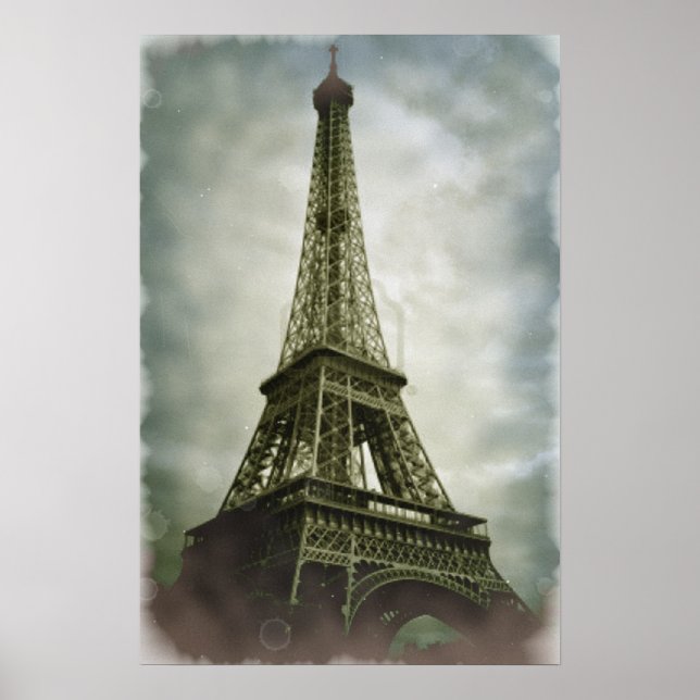 Vintage Eiffel Tower Paris Travel Poster (Front)