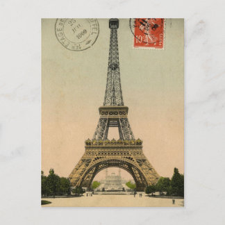 Vintage Eiffel Tower Post Card Design