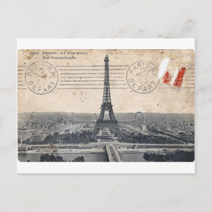 Vintage Eiffel Tower Postcard