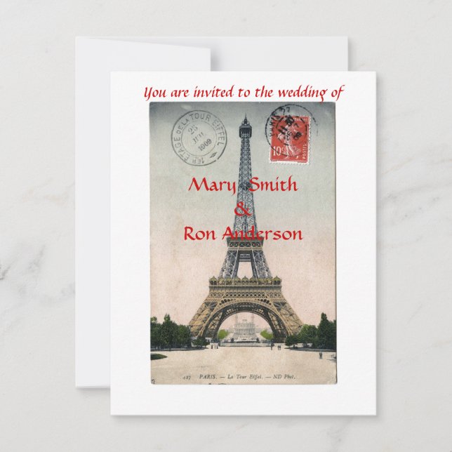 Vintage Eiffel Tower Postcard (Front)