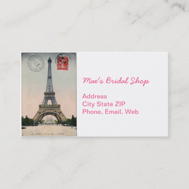 Vintage Eiffel Tower Postcard Business Card (Front)