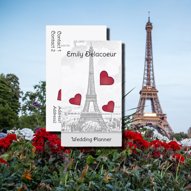 Vintage Eiffel Tower   - red hearts Business Card (Creator Uploaded)