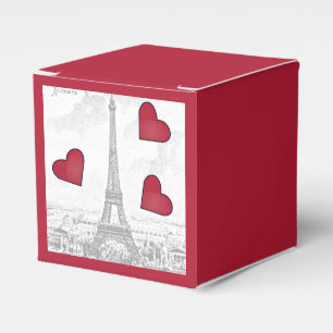 Vintage Eiffel Tower - red hearts Favor Box