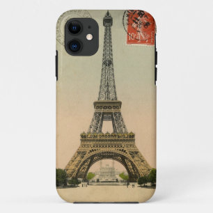 Vintage Eiffel Tower Stamped Postcard iPhone 11 Case