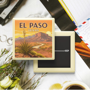 Vintage El Paso Texas 2 Inch Square Button