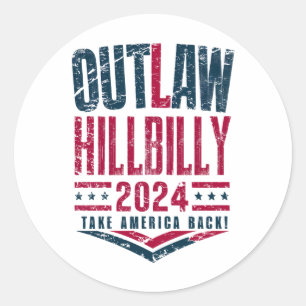 Vintage Elections Outlaw Hillbilly US Flag Classic Round Sticker