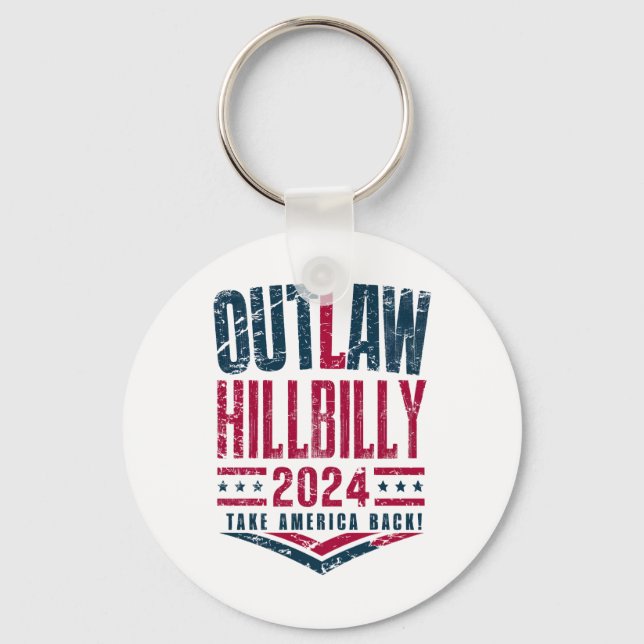 Vintage Elections Outlaw Hillbilly US Flag  Keychain (Front)