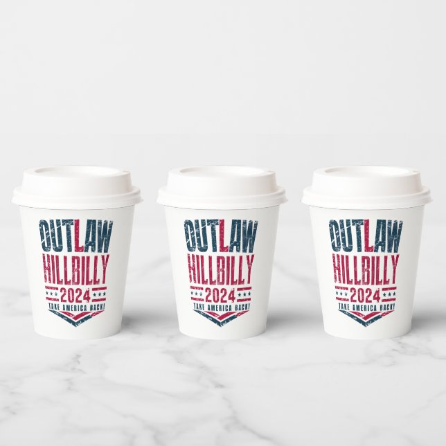 Vintage Elections Outlaw Hillbilly US Flag  Paper Cups (Multi)