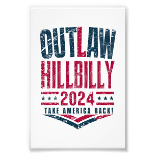 Vintage Elections Outlaw Hillbilly US Flag  Photo Print