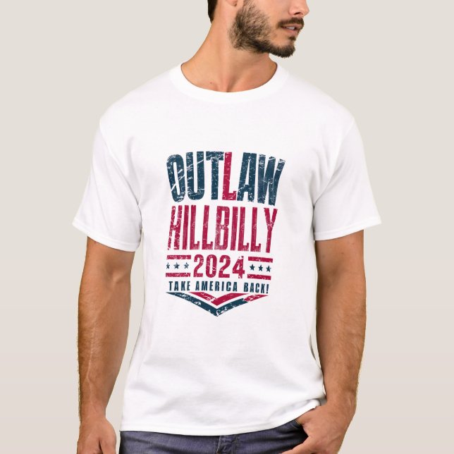 Vintage Elections Outlaw Hillbilly US Flag  T-Shirt (Front)