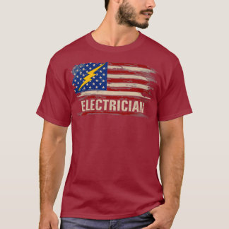 Vintage Electrician American Flag Gift T-Shirt
