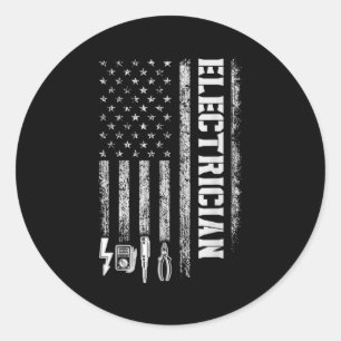Vintage Electrician American Flag Tools Design  Classic Round Sticker