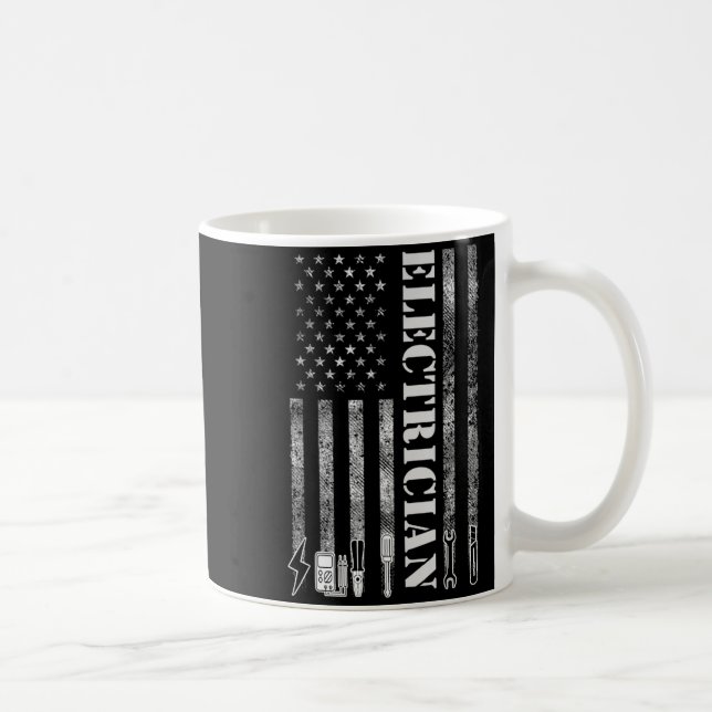 Vintage Electrician Nge Usa Flag Graphic  Coffee Mug (Right)