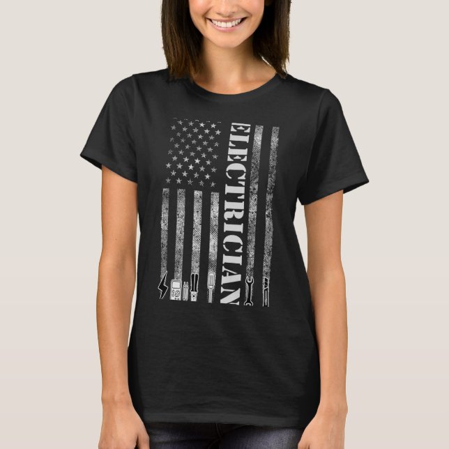 Vintage Electrician Nge Usa Flag Graphic  T-Shirt (Front)