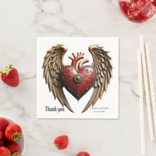 Vintage elegance: an elegant clock and heart.  napkin
