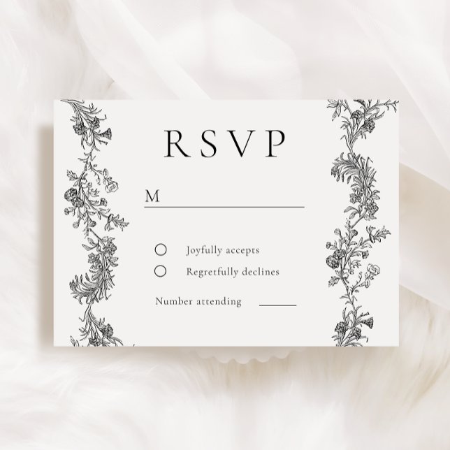 Vintage Elegance: Black & White Classic Wedding RSVP Card (Creator Uploaded)