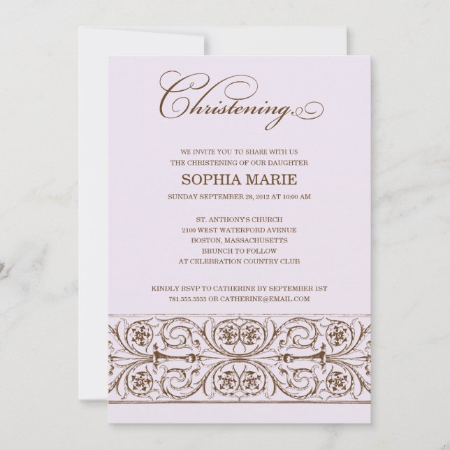 VINTAGE ELEGANCE  |  CHRISTENING INVITATION (Front)