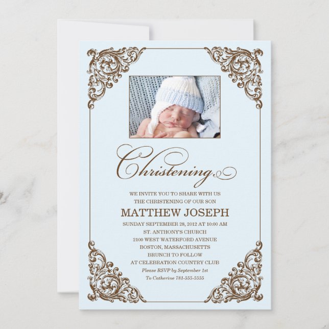 VINTAGE ELEGANCE  |  CHRISTENING INVITATION (Front)