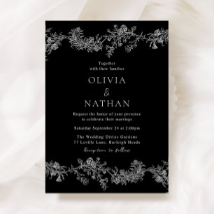 Vintage Elegance: Classic Black Wedding Invitation