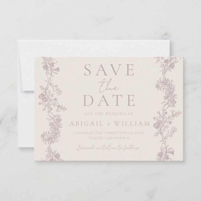 Vintage Elegance: Classic Neutral Wedding Save The Date (Front)