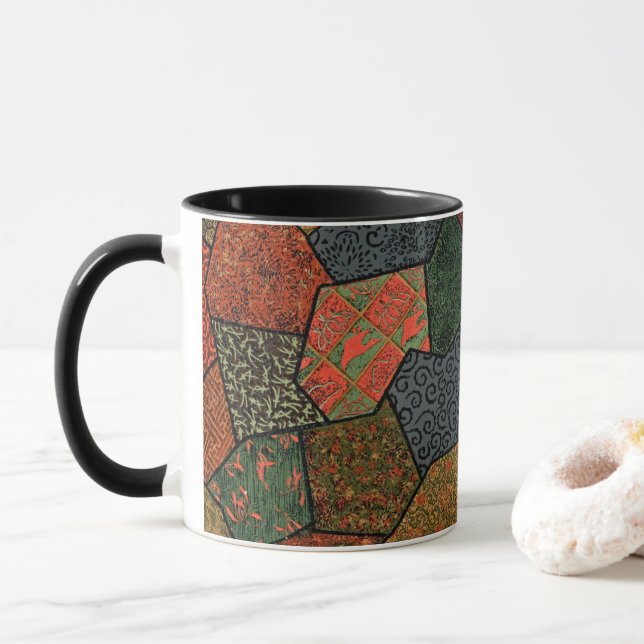 Vintage Elegance: Colourful Polygonal Mug Design! (With Donut)