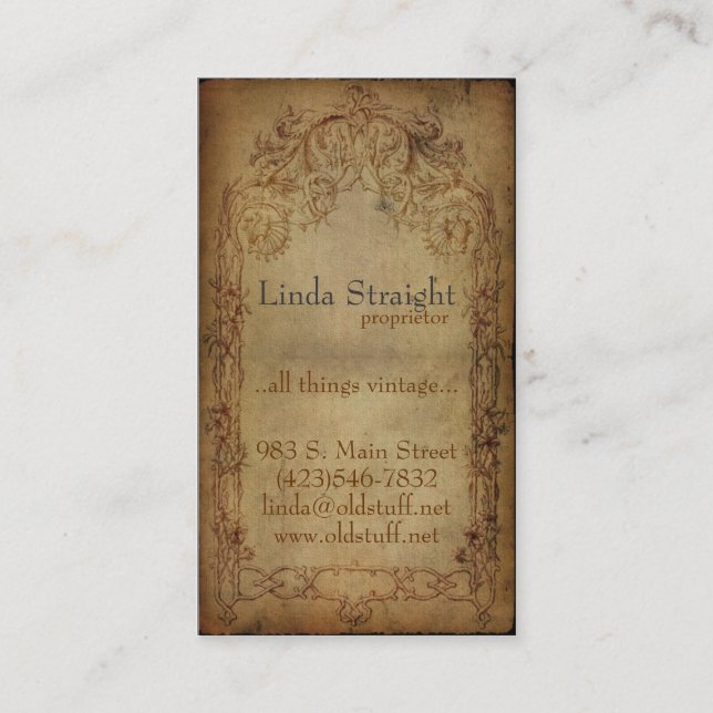 Vintage Elegance Dark Business Card (Front)