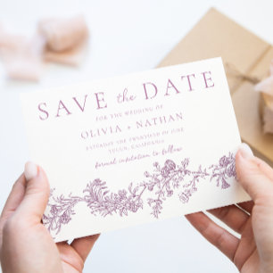 Vintage Elegance: Dusty Rose Blush Floral Wedding Save The Date