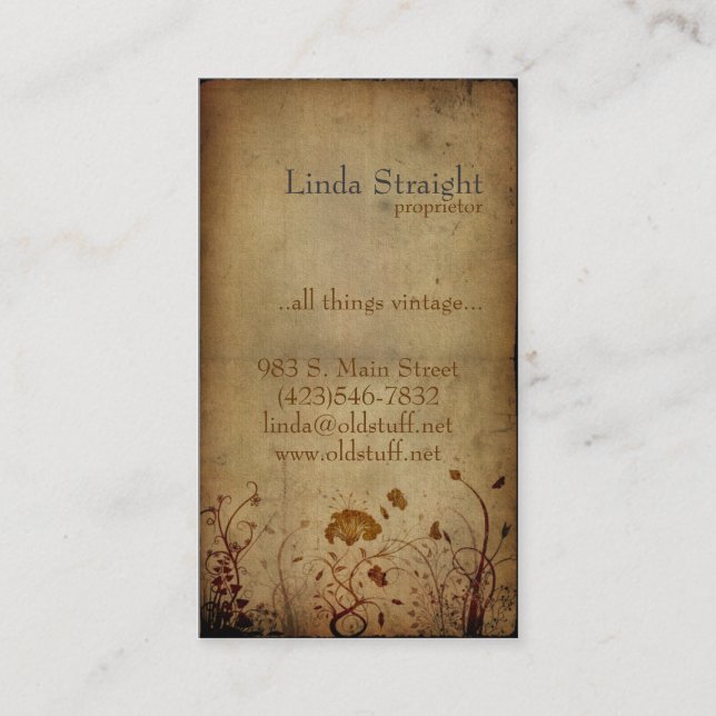 Vintage Elegance Floral Business Card (Front)