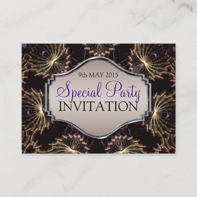 Vintage Elegance Fractal Art Mini Invitations (Front)