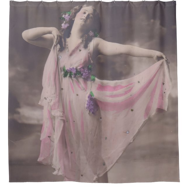 Vintage Elegance in Pink Floral Dress (Front)
