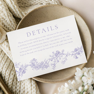 Vintage Elegance: Lilac Floral Wedding Details Enclosure Card