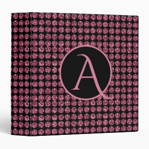 Vintage Elegance Pink Diamond Gem Pattern Monogram Binder