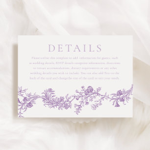 Vintage Elegance: Purple Lavender Wedding Details Enclosure Card