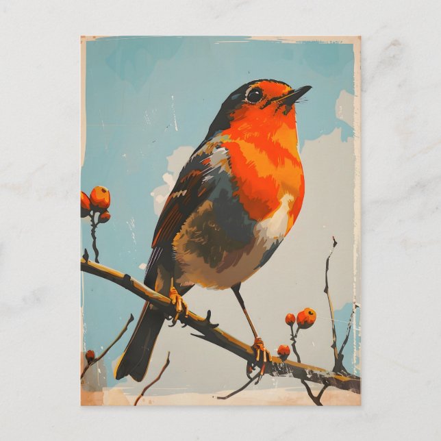 Vintage Elegance: Red Robin's Timeless Portrait Postcard (Front)